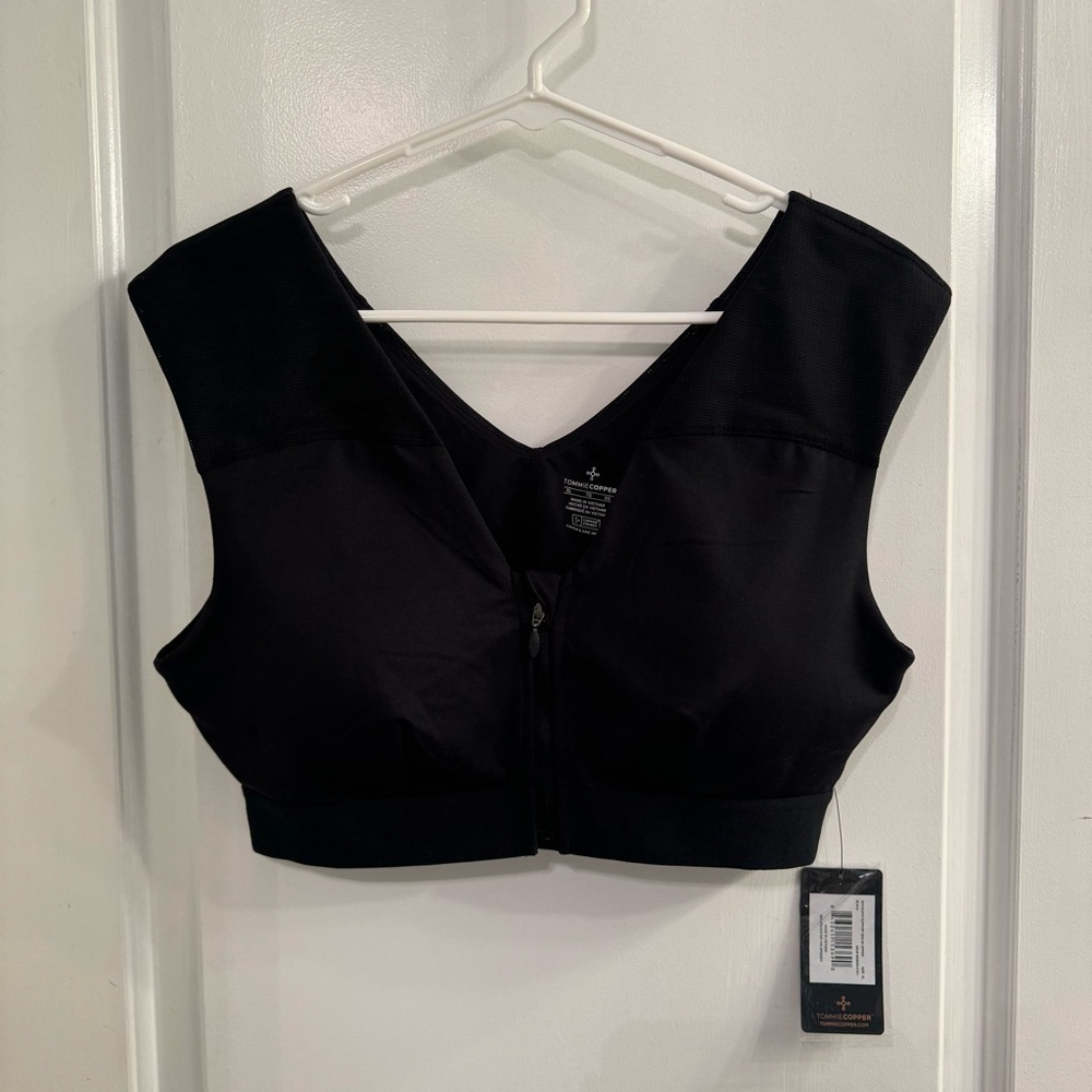 Tommie Copper Zip Up Shoulder Support Bra Black XL NEW WITH TAGS - Picture 1 of 14